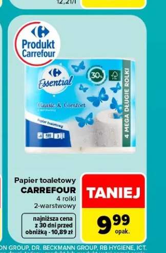 Papier toaletowy Carrefour 4-pak 2-warstwowy