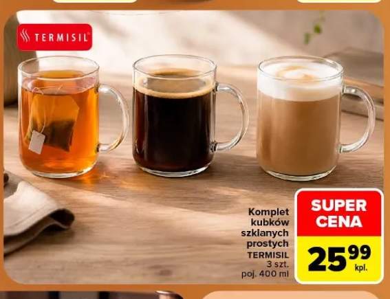 Komplet kubków szklanych prostych Termisil 3 szt. 400 ml