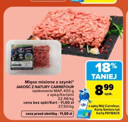 Mięso mielone z szynki opakowanie Jakość z Natury Carrefour