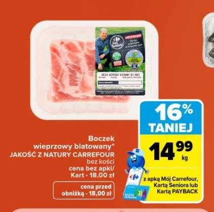 Boczek wieprzowy blatowany bez kości Jakość z Natury Carrefour