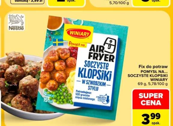 Fix do potraw Winiary Pomysł na... Air Fryer Soczyste klopsiki w szwedzkim stylu