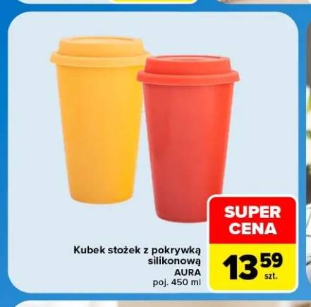 Kubek stożek z pokrywką silikonową Aura 450 ml