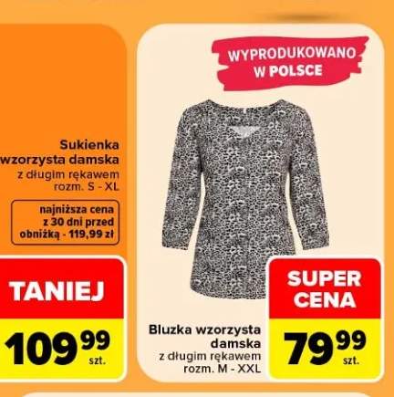 Bluzka wzorzysta damska z długim rękawem