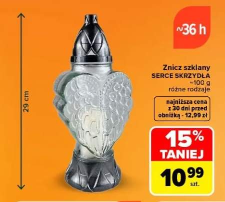 Znicz szklany Serce Skrzydła