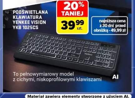 Podświetlana klawiatura Yenkee Vision Ykb 1025CS