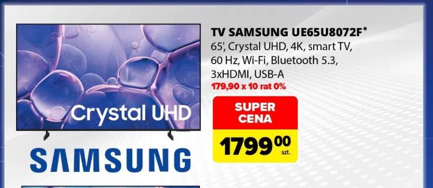 Telewizor Samsung UE65U8072F 65" Crystal UHD 4K