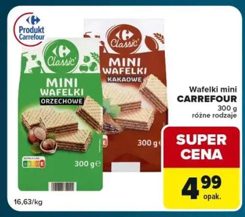 Wafelki mini Carrefour orzechowe +1 wariant