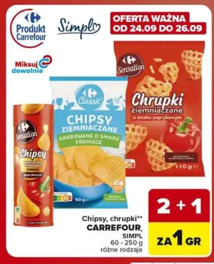 Chipsy ziemniaczane o smaku paprykowym Carrefour Sensation +2 warianty