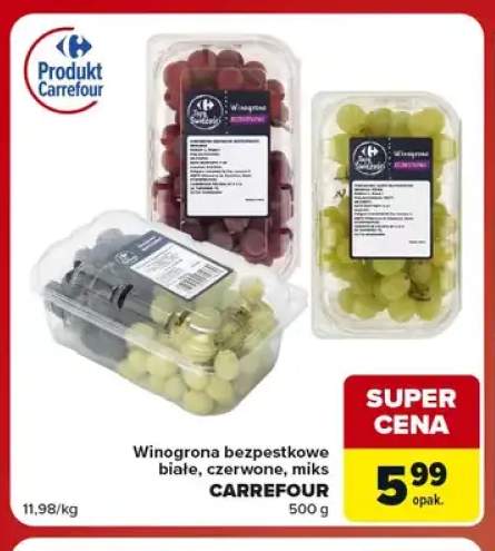 Winogrona bezpestkowe czerwone Carrefour +2 warianty