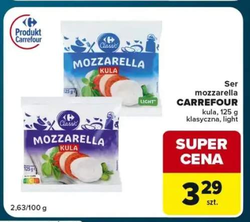 Ser mozzarella Carrefour kula light +1 wariant