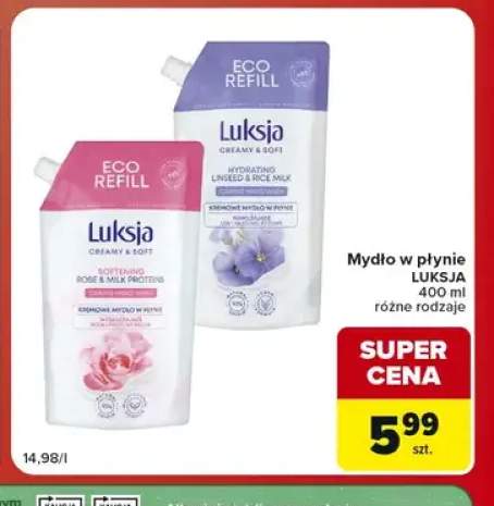 Mydło w płynie Luksja róża i proteiny mleka +1 wariant