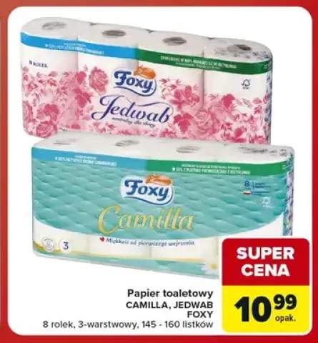 Papier toaletowy Camilla Foxy 8-pak 3-warstwowy +1 wariant