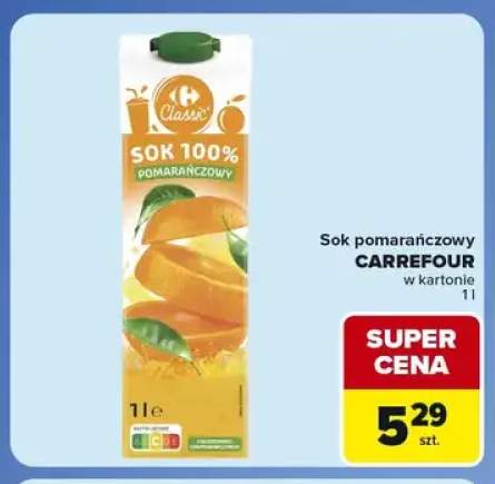 Sok pomarańczowy w kartonie Carrefour