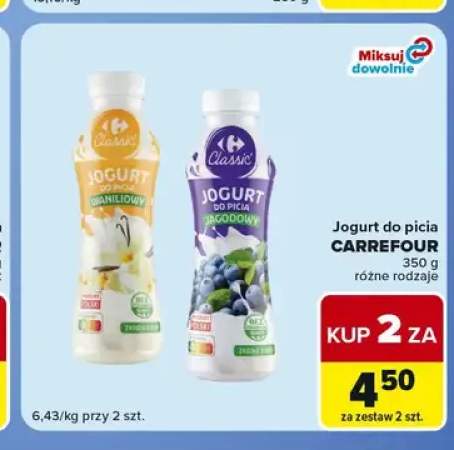 Jogurt do picia jagodowy Carrefour +1 wariant