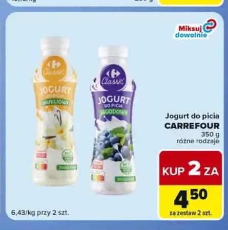 Jogurt do picia jagodowy Carrefour +1 wariant