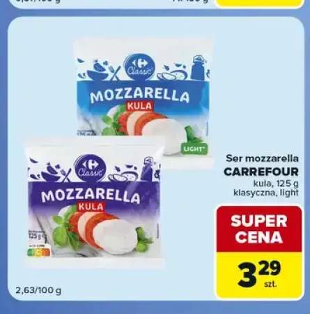 Ser mozzarella kula light Carrefour +1 wariant