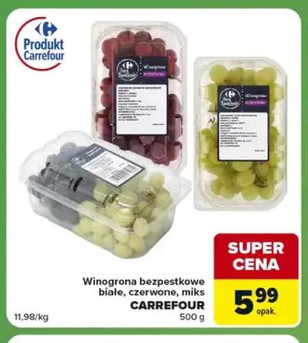 Winogrona bezpestkowe miks Carrefour +2 warianty