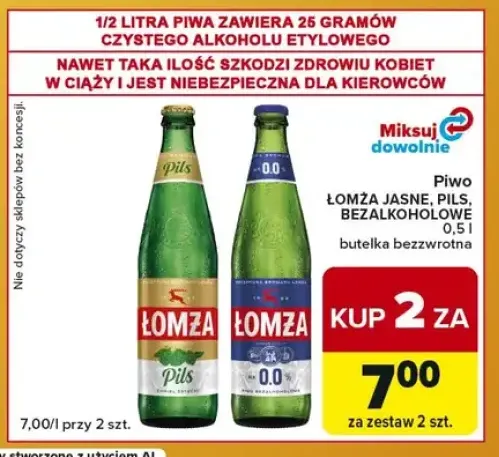 Piwo bezalkoholowe Łomża +2 warianty