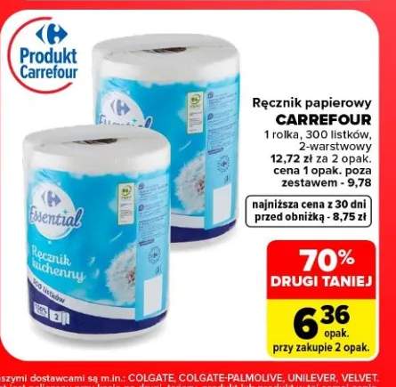 Ręcznik papierowy 1 rolka 300 listków 2-warstwowy Carrefour