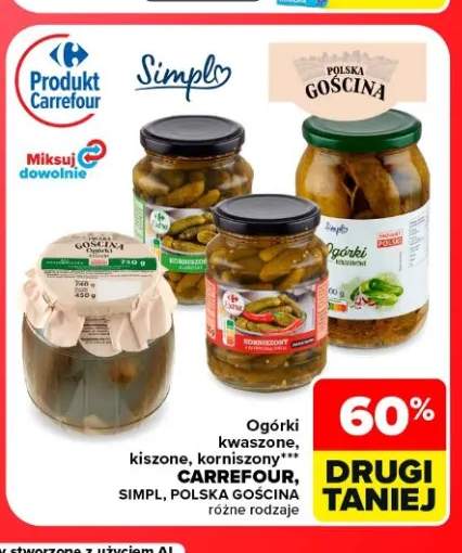 Ogórki kwaszone, kiszone, korniszony Carrefour, Simpl, Polska Gościna