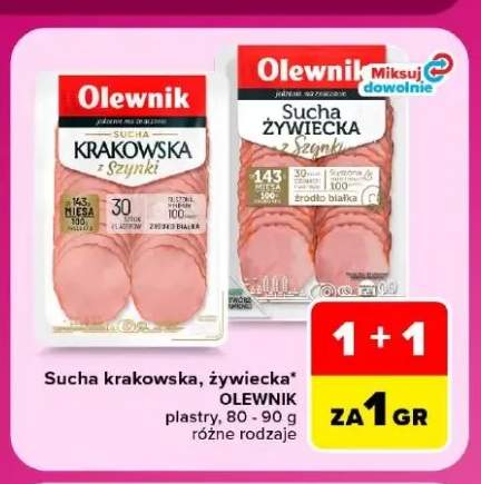 Kiełbasa sucha krakowska w plastrach Olewnik +1 wariant