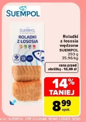 Roladki z łososia wędzone Suempol