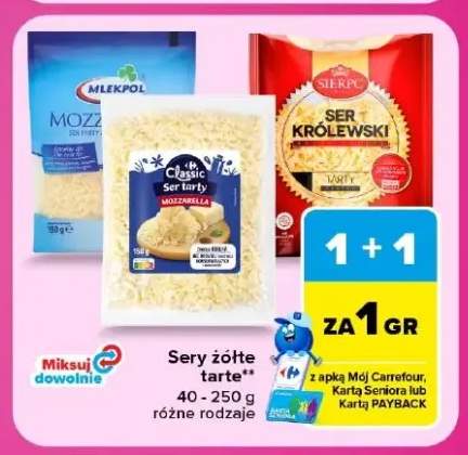 Ser żółty tarty Mozzarella Mlekpol +2 warianty