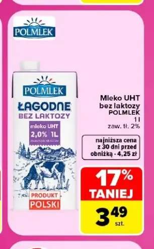 Mleko UHT bez laktozy Polmlek 2%