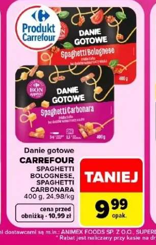 Danie gotowe spaghetti bolognese Carrefour +1 wariant