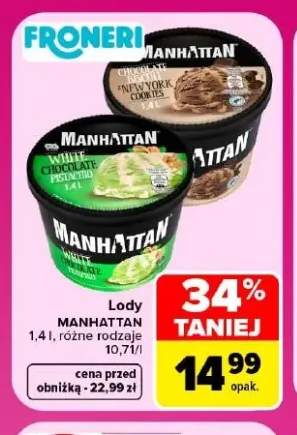Lody Manhattan White Chocolate Pistachio +1 wariant