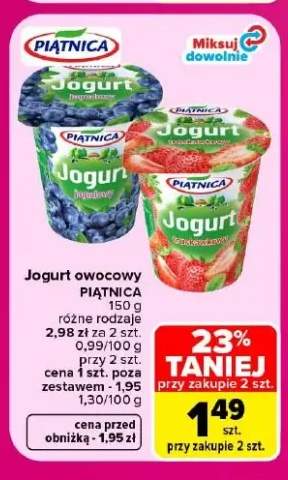 Jogurt owocowy Piątnica jagodowy +1 wariant