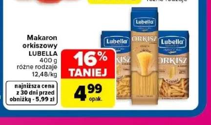 Makaron orkiszowy spaghetti Lubella +2 warianty