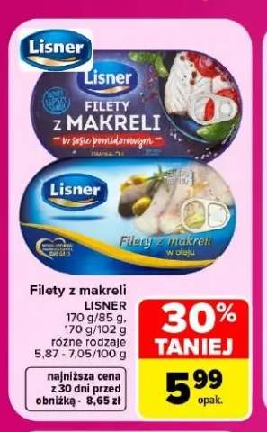 Filety z makreli w sosie pomidorowym Lisner +1 wariant