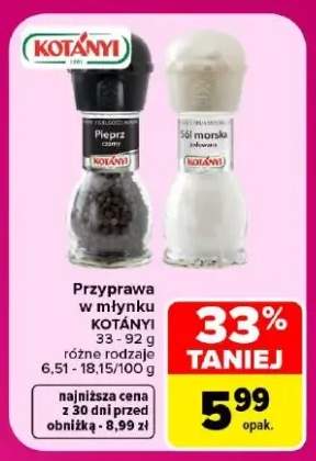 Przyprawa w młynku Kotányi pieprz czarny +1 wariant