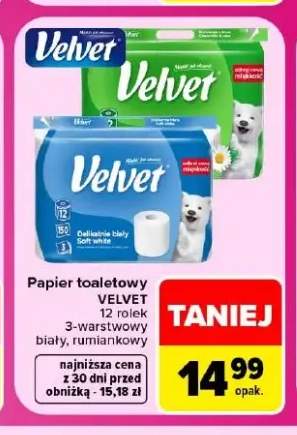 Papier toaletowy Velvet 3-warstwowy biały +1 wariant