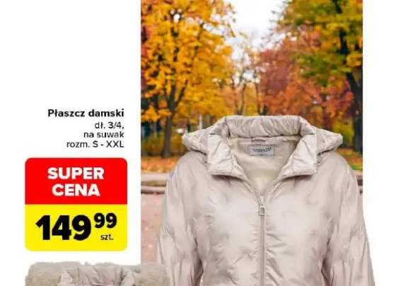 Płaszcz damski dł. 3/4 na suwak