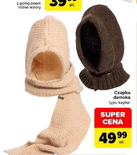 Czapka damska typu kaptur