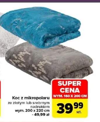 Koc z mikipolaru ze złotym lub srebrnym nadrukiem 200x220 cm +1 wariant