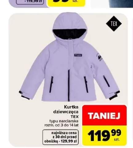 Kurtka dziewczęca typu narciarska TEX