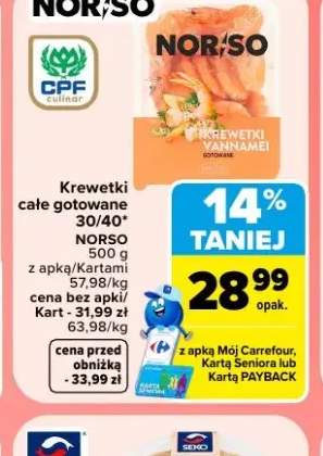 Krewetki całe gotowane Vannamei NORSO