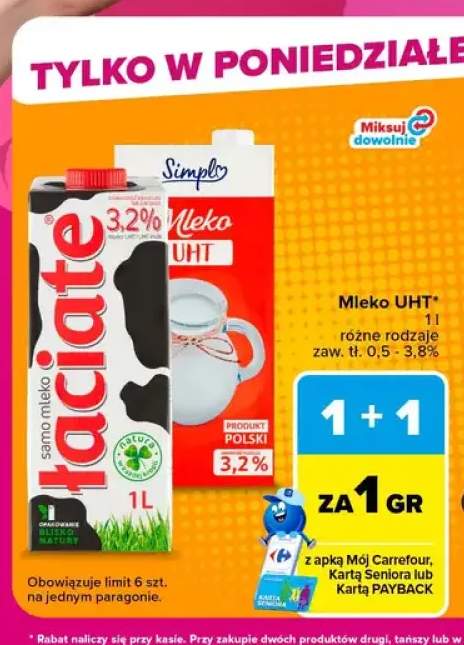 Mleko UHT Simply 3,2% +1 wariant