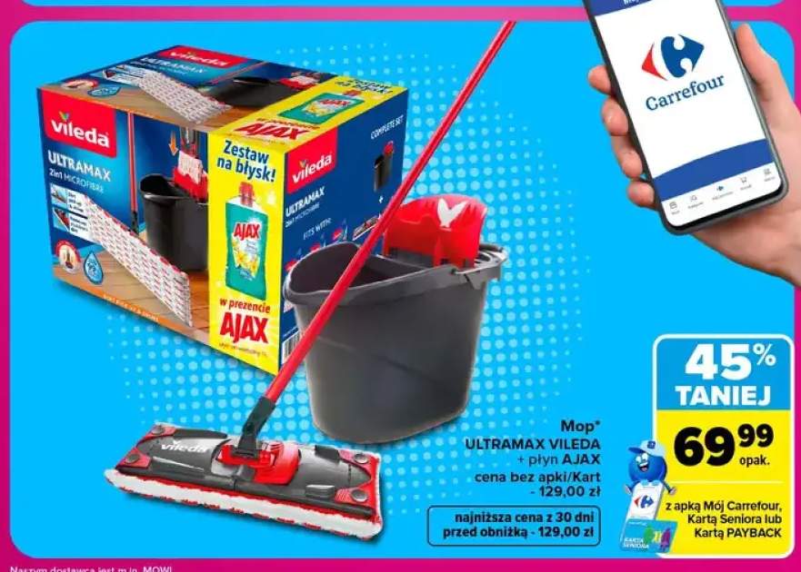 Mop Ultramax Vileda + płyn Ajax