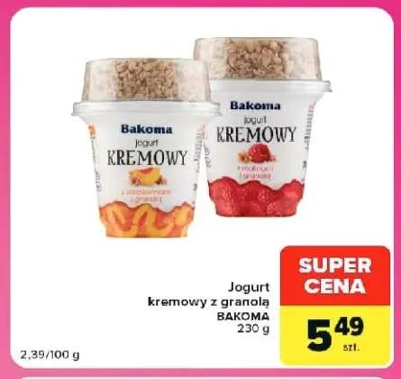 Jogurt kremowy z brzoskwiniami i granolą Bakoma +1 wariant