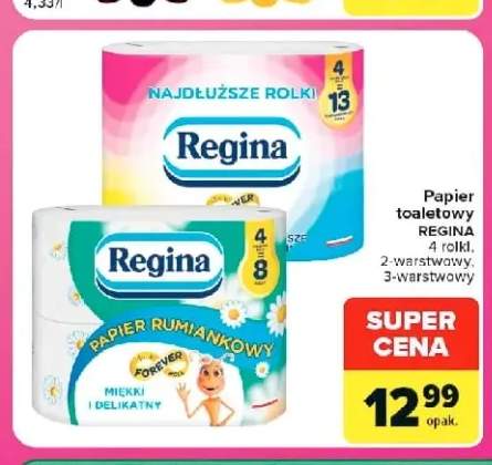 Papier toaletowy Najdłuższe Rolki 2-warstwowy 4-pak Regina +1 wariant