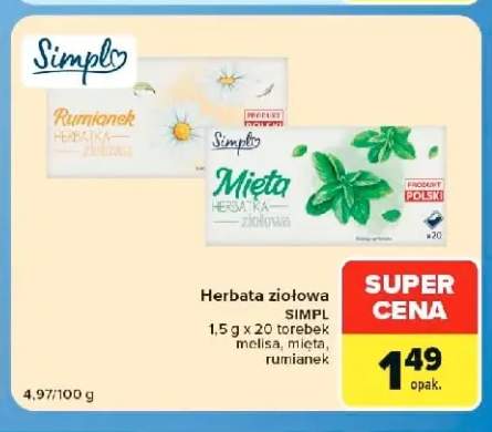 Herbata ziołowa Simpl melisa +2 warianty