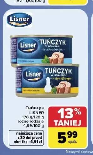Tuńczyk w kawałkach w sosie własnym Lisner +1 wariant