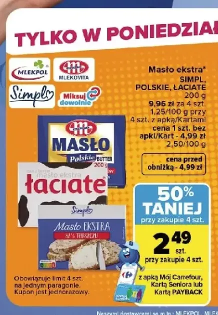 Masło ekstra Polskie Mlekovita +2 warianty