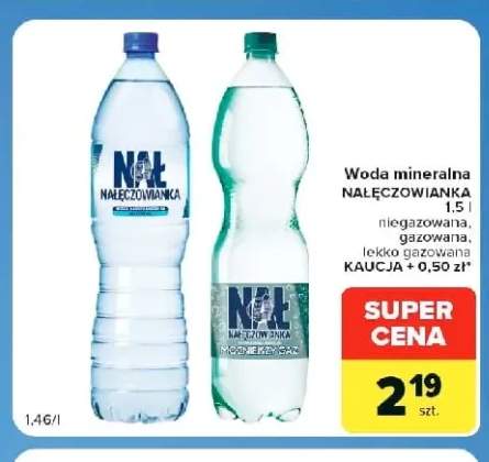 Woda mineralna gazowana Nałęczowianka lekko +2 warianty