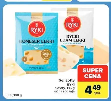 Ser żółty w plastrach Rycki Edam Lekki Ryki +1 wariant