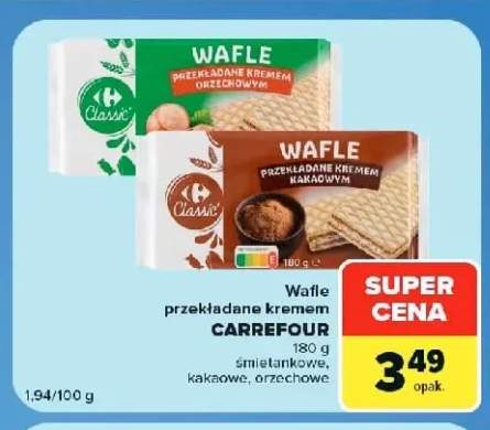 Wafle przekładane kremem Carrefour kakaowe +2 warianty
